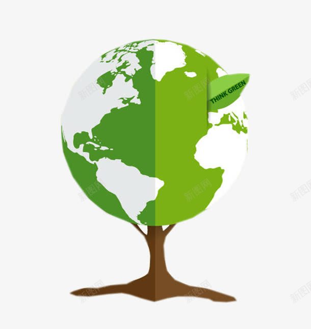 绿色创意地球仪png免抠素材_新图网 https://ixintu.com 地球 地球仪 环境保护 绿色 绿色地球