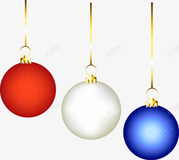 精美圣诞节装饰元素矢量图ai免抠素材_新图网 https://ixintu.com 圣诞节元素装饰设计装饰球红色蓝色白色三色球矢量素材 矢量图