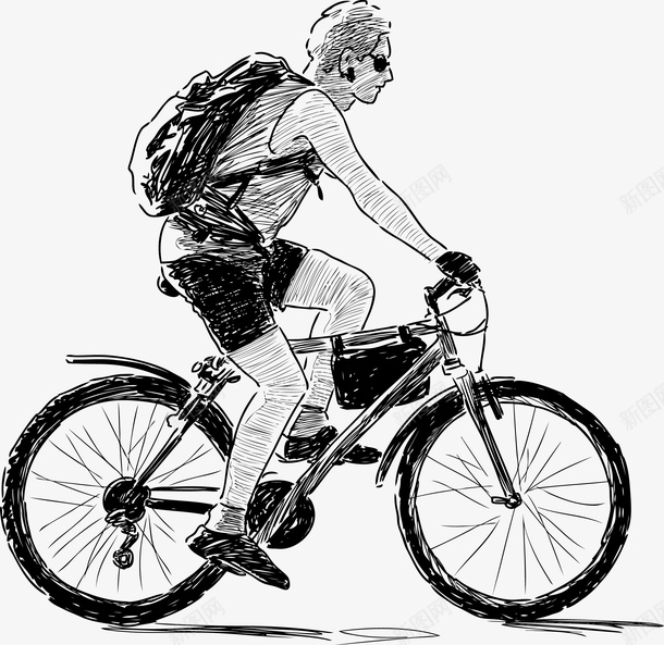现代自行车矢量图eps免抠素材_新图网 https://ixintu.com 自行车 装饰 运动 黑白色 矢量图