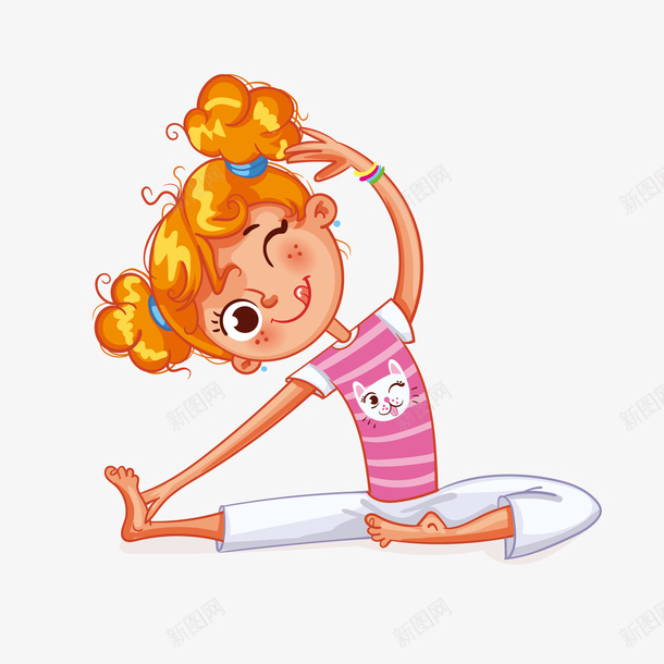 练习瑜伽女孩png免抠素材_新图网 https://ixintu.com 卡通人物 卡通女孩 可爱 瑜伽 练习瑜伽 金发