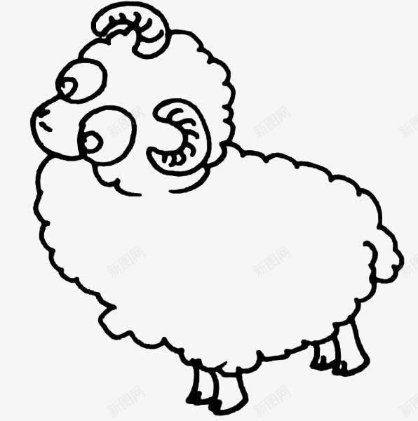 简笔小绵羊png免抠素材_新图网 https://ixintu.com 一只 卡通 白色的 简笔 线条 绵羊 羊毛 黑色的
