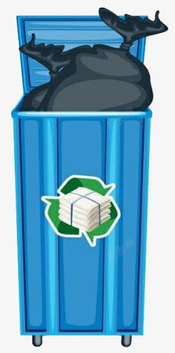 卡通蓝色垃圾桶垃圾场素材