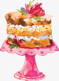 粉红手绘情人节蛋糕矢量图素材
