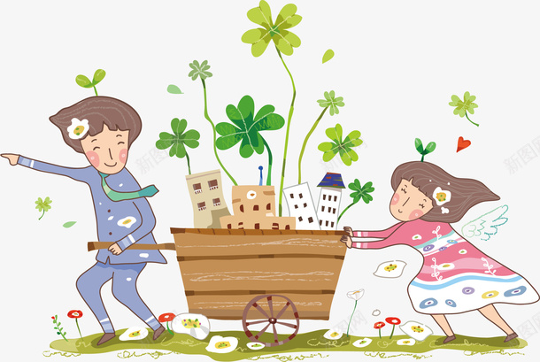 可爱卡通男孩女孩矢量图ai免抠素材_新图网 https://ixintu.com 卡通 可爱卡通男孩女孩 矢量素材 矢量图