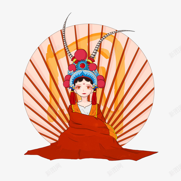 手绘戏曲元素图国潮元素psd免抠素材_新图网 https://ixintu.com 元素 国潮元素 戏曲 手绘 旦角儿
