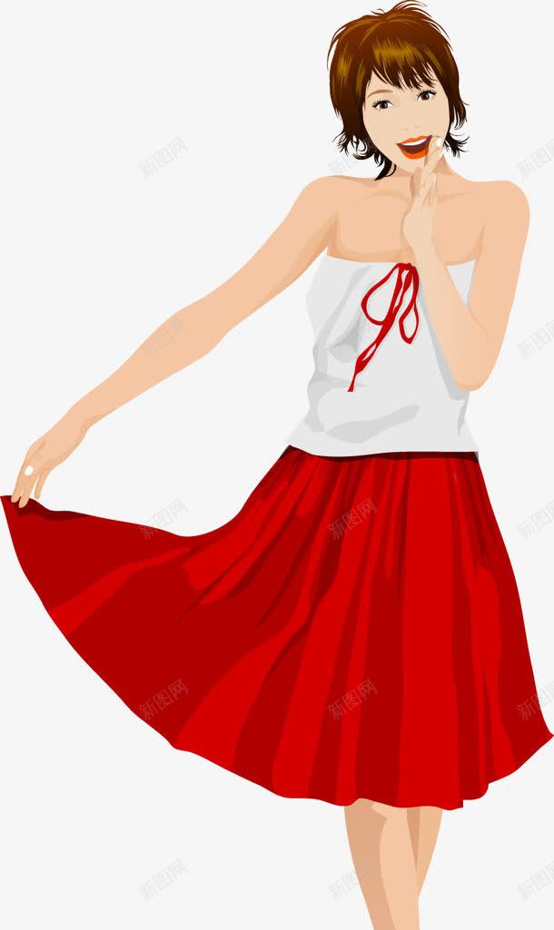 手提红裙子的时尚美女png免抠素材_新图网 https://ixintu.com 手提红裙子的时尚矢量美女 时尚女人 矢量美女 美女