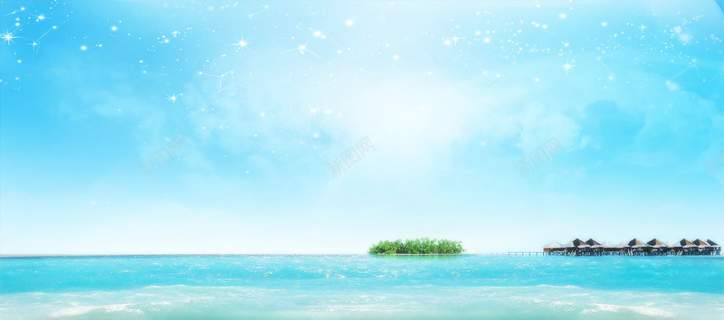 蓝天海滩背景psd_新图网 https://ixintu.com 摄影 星星 海报banner 海滩 蓝天 风景