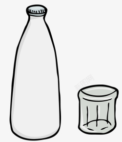 雀巢饮用水包装手绘灰色密封水瓶高清图片