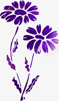 两棵花朵png免抠素材_新图网 https://ixintu.com 两棵 叶子 手绘 紫色 绘画 花朵