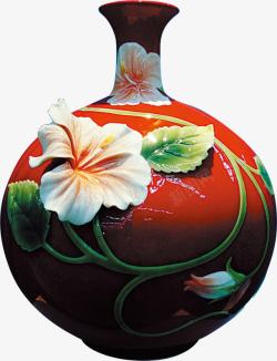 中国风红色花纹瓷器素材