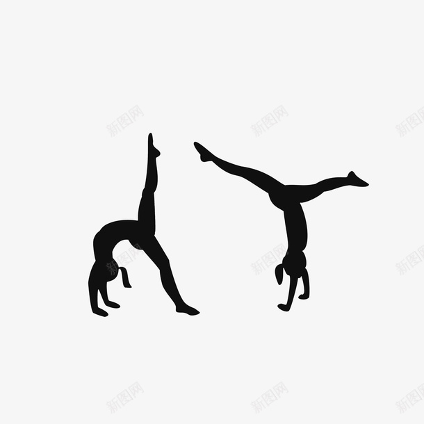 女子体操舞蹈动作psd免抠素材_新图网 https://ixintu.com 体操剪影 体操舞蹈 柔韧性好 黑色剪影图