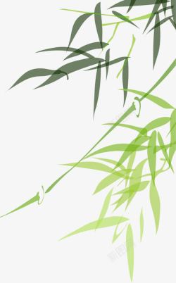 绿色清新手绘竹叶素材