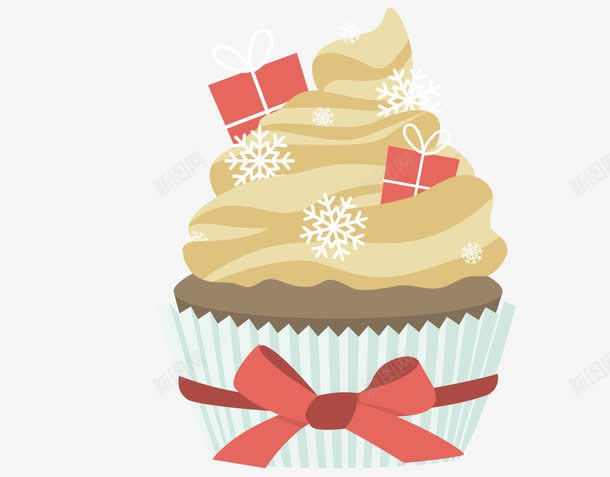 圣诞风纸杯蛋糕png免抠素材_新图网 https://ixintu.com 咖啡 圣诞风纸杯蛋糕 蝴蝶结