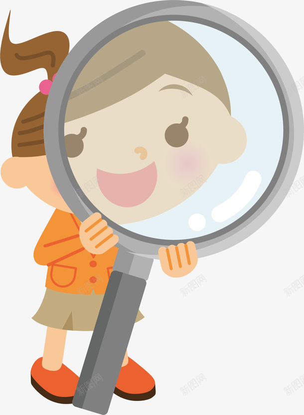 玩放大镜的女孩矢量图ai免抠素材_新图网 https://ixintu.com 女孩 手绘 放大镜 矢量图
