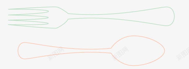 线条表示的绿色叉跟红色调羹png免抠素材_新图网 https://ixintu.com 红色 线条 绿色 表示 调羹