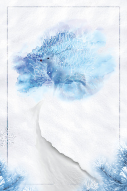 梦幻浪漫麋鹿小雪节气宣传海报背景背景