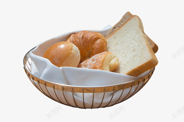 篮子里的面包png免抠素材_新图网 https://ixintu.com 早餐 篮子 糕点 面包 面包片