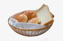 早餐篮子篮子里的面包高清图片