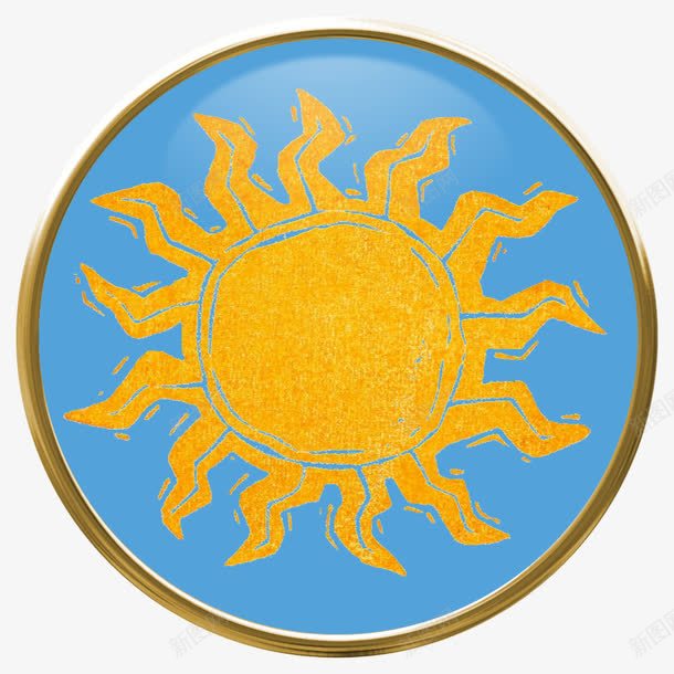 太阳图案蓝色圆形按钮png免抠素材_新图网 https://ixintu.com 圆形按钮 太阳 蓝色按钮