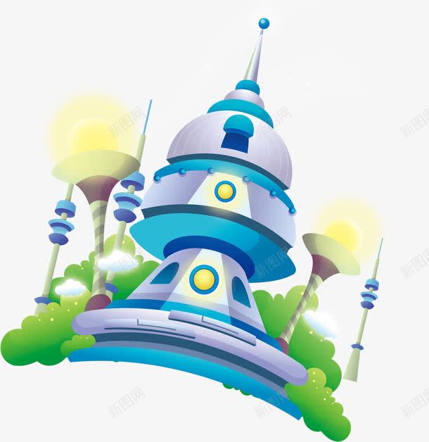 卡通蓝色城堡png免抠素材_新图网 https://ixintu.com 卡通 卡通城堡 手绘 蓝色