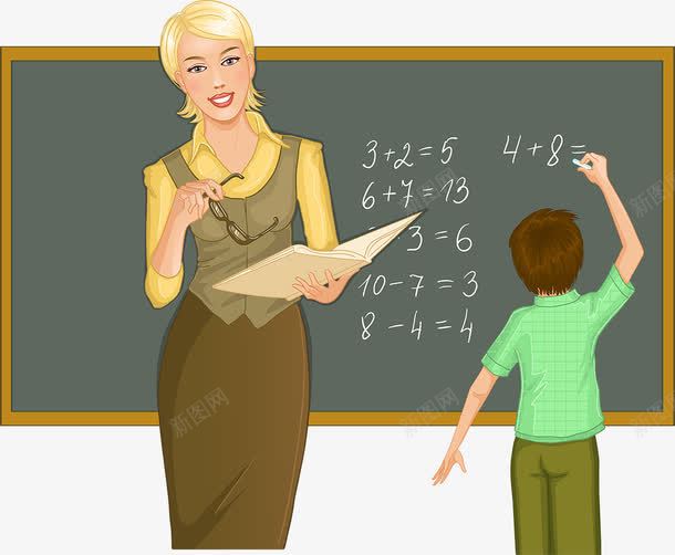 卡通教师png免抠素材_新图网 https://ixintu.com 卡通教师 女性 学生 教师 数学 职业