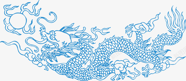 龙线条蓝色装饰图案矢量图ai免抠素材_新图网 https://ixintu.com 线条 蓝色 装饰图案 龙 矢量图