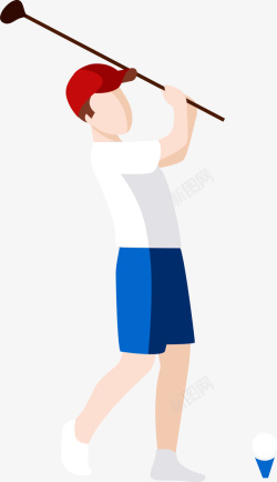 高尔夫帽子打高尔夫的男孩插画高清图片