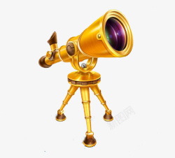 商务眼光金色望远镜高清图片