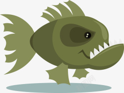 丑鱼一只绿色卡通丑鱼矢量图高清图片