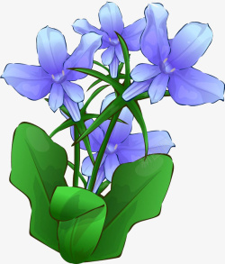 蓝色卡通花卉素材