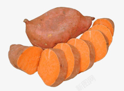 番薯块免抠PNG黄色番薯和切开的番薯块高清图片