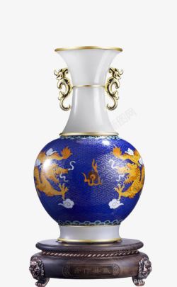 蓝色龙纹陶瓷龙纹花瓶高清图片