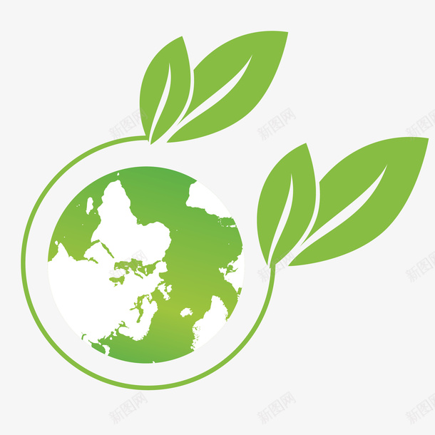 绿色环保地球日png免抠素材_新图网 https://ixintu.com 免扣PNG 卡通 地球 环保 绿叶子 绿色