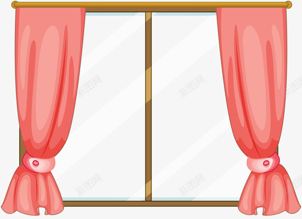 窗户与窗帘png免抠素材_新图网 https://ixintu.com 窗帘 窗户 简陋窗户 粉红色窗帘