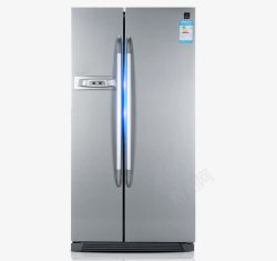 蓝光灰色对开门冰箱素材