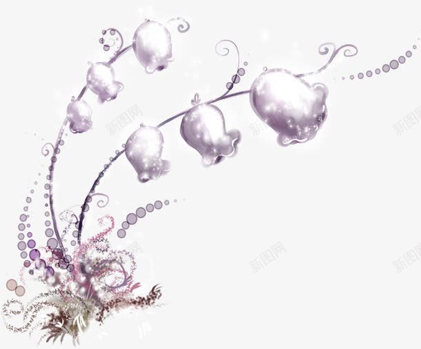 手绘唯美紫色铃兰花朵png免抠素材_新图网 https://ixintu.com 紫色 花朵