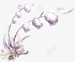 手绘唯美紫色铃兰花朵素材