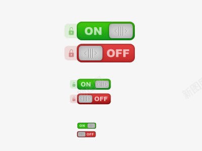 开关按钮png免抠素材_新图网 https://ixintu.com 开关 按钮 红色 蓝色 锁