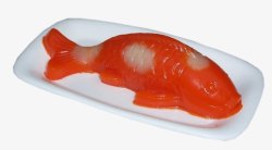 鱼年糕红色盘装年糕鱼高清图片