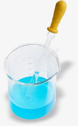 透明蓝色液体烧杯滴管医疗素材