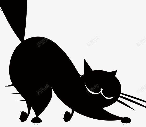 剪影猫矢量图图标ai_新图网 https://ixintu.com 剪影 动作 猫 黑色 矢量图