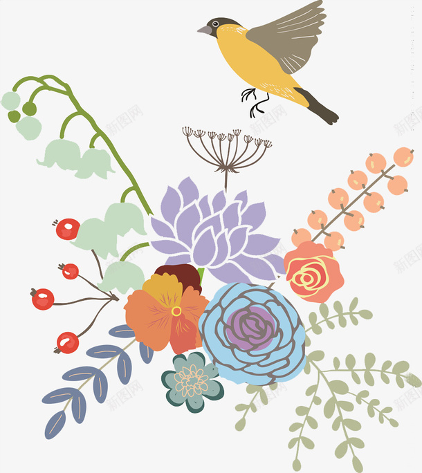 彩色艺术画png免抠素材_新图网 https://ixintu.com 可爱的 小鸟 彩色 手绘的 现代 简单 艺术画