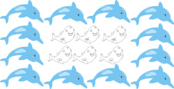 蓝色海豚和黑色线条鲨鱼素材