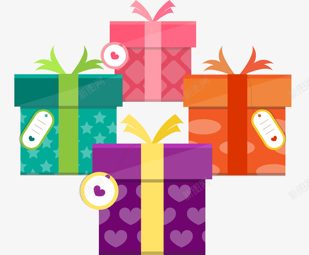 4个彩色礼物盒矢量图ai免抠素材_新图网 https://ixintu.com 彩色礼盒 礼物 礼物盒 矢量图