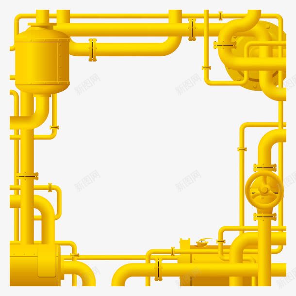 纵横交错的黄色管道矢量图eps免抠素材_新图网 https://ixintu.com 工业管道 管道素材 纵横交错的管道 边框 黄色管道 矢量图