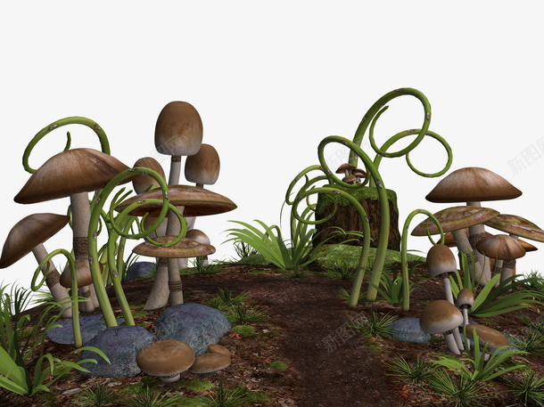 蘑菇3Dpng免抠素材_新图网 https://ixintu.com 童话 蘑菇 高清