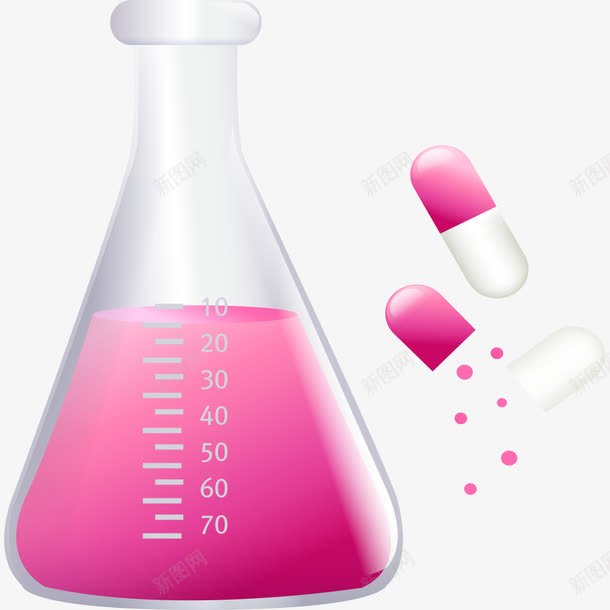 粉色化学药瓶png免抠素材_新图网 https://ixintu.com 化学药瓶 吃药 药片 药物 药瓶