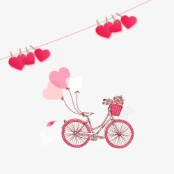 情人节自行车浪漫元素素材