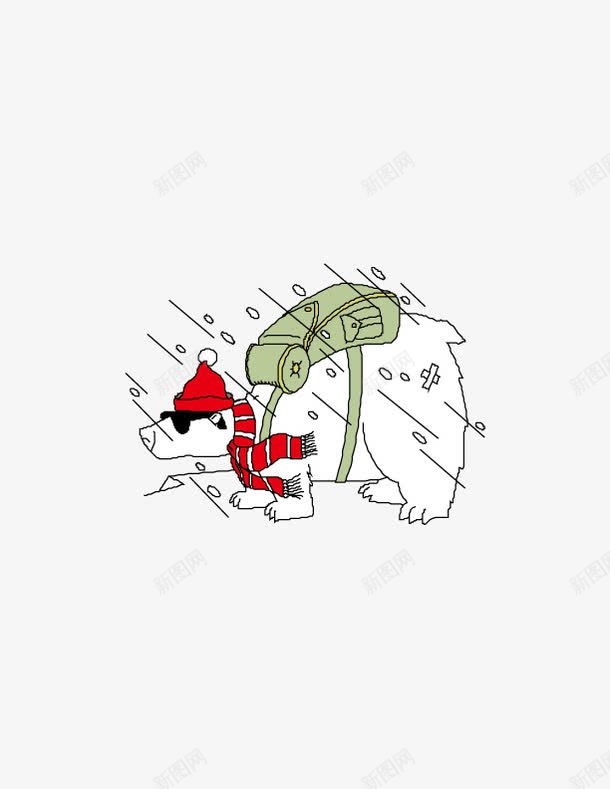 背书包的北极熊png免抠素材_新图网 https://ixintu.com 书包 北极熊 卡通 围巾 手绘 白色 红色 绿色