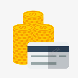 PNG面抠图手绘信用卡和金币矢量图高清图片
